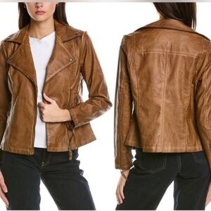💫PERFECT CONDITION💫 VEGAN MOTO JACKET IN A BEAUTIFUL BROWN💫 MEDIUM
